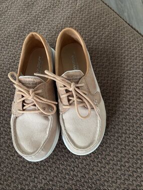 Skechers Taupe Canvas Lace-Up Casual Shoes